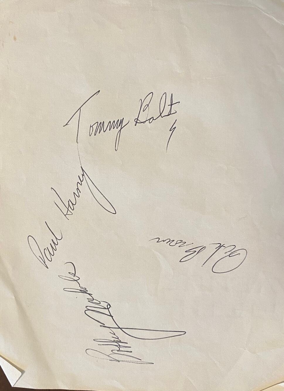 VTG 1960's PGA Golfer Autographs-Tommy Bolt, Paul Harney, Rick Brown